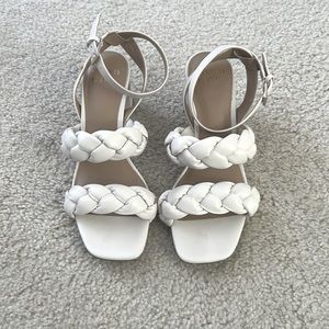 White Braided Sandal Heels